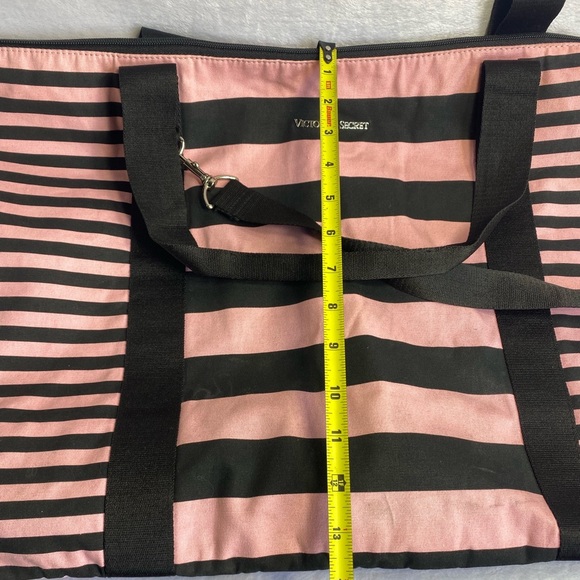 Victoria's Secret Weekenders Women's Pink Black Striped Duffle Bag - Picture 9 of 10